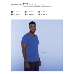Playera Cuello V Manga Corta para Caballero Poly-Cotton