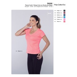 Playera Cuello V Manga Corta con Silueta Dama