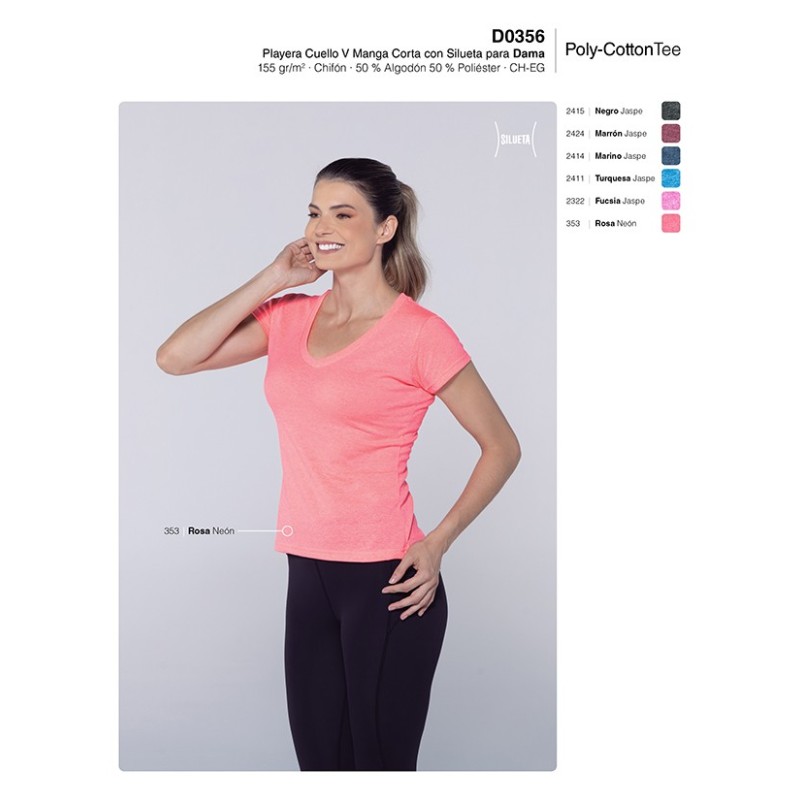 Playera Cuello V Manga Corta con Silueta Dama