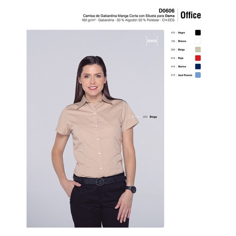 Blusa de Gabardina Manga Corta para Dama